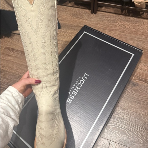 Lucchese Shoes - Lucchese Women's Cream Over the Knee Boots